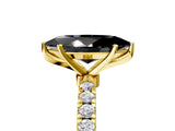 Yellow gold Fancy Black Marquise Cut Diamond Solitaire Ring with Pavé Accents and Four-Prong Setting_5