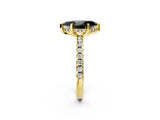 Yellow gold Fancy Black Marquise Cut Diamond Solitaire Ring with Pavé Band and Four-Prong Setting_14