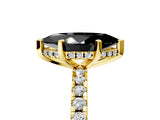 Yellow gold Fancy Black Marquise Cut Diamond Solitaire Ring with Pavé Band and Four-Prong Setting_17