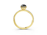 Yellow gold Fancy Black Marquise Cut Diamond Solitaire Ring with Pavé Band and Hidden Halo_15