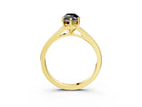 Yellow gold Fancy Black Marquise Cut Diamond Solitaire Ring with Pavé Band and Prong Setting_15
