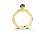 Yellow gold Fancy Black Marquise Cut Diamond Solitaire Ring with Pavé and Channel Set Band_3