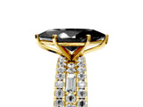 Yellow gold Fancy Black Marquise Cut Diamond Solitaire Ring with Pavé and Channel Set Band_5
