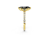 Yellow gold Fancy Black Marquise Cut Diamond Solitaire Ring with Pave Band and Four Prong Setting_14
