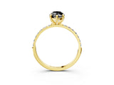 Yellow gold Fancy Black Marquise Cut Diamond Solitaire Ring with Pave Band and Four Prong Setting_15
