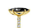 Yellow gold Fancy Black Marquise Cut Diamond Solitaire Ring with Pave Band and Four Prong Setting_17