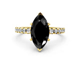 Yellow gold Fancy Black Marquise Cut Diamond Solitaire Ring with Round  Pavé Band and Four-Prong Setting_36