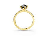 Yellow gold Fancy Black Marquise Cut Diamond Solitaire Ring with Round  Pavé Band and Four-Prong Setting_39