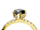 Yellow gold Fancy Black Marquise Cut Diamond Solitaire Ring with Round  Pavé Band and Four-Prong Setting_40