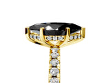 Yellow gold Fancy Black Marquise Cut Diamond Solitaire Ring with Round  Pavé Band and Four-Prong Setting_41