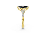Yellow gold Fancy Black Marquise Cut Diamond Solitaire Ring with Side Stones and Four-Prong Setting_26