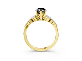 Yellow gold Fancy Black Marquise Cut Diamond Solitaire Ring with Side Stones and Four-Prong Setting_27