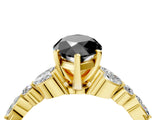 Yellow gold Fancy Black Marquise Cut Diamond Solitaire Ring with Side Stones and Four-Prong Setting_28