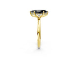 Yellow gold Fancy Black Marquise Cut Diamond Solitaire Ring with Thin Band and Four-Prong Setting_2