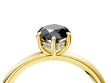 Yellow gold Fancy Black Marquise Cut Diamond Solitaire Ring with Thin Band and Four-Prong Setting_4