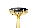 Yellow gold Fancy Black Marquise Cut Diamond Solitaire Ring with Thin Band and Four-Prong Setting_5