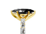 Yellow gold Fancy Black Marquise Cut Diamond Solitaire with Side Baguettes and Channel Set Band_5