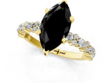 Yellow gold Fancy Black Marquise Cut Diamond Solitaire with Side Stones, Pave Band, Four-Prong Setting_37