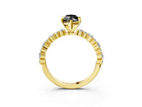 Yellow gold Fancy Black Marquise Cut Diamond Solitaire with Side Stones, Pave Band, Four-Prong Setting_39