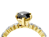 Yellow gold Fancy Black Marquise Cut Diamond Solitaire with Side Stones, Pave Band, Four-Prong Setting_40