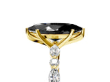 Yellow gold Fancy Black Marquise Cut Diamond Solitaire with Side Stones on a Pavé Band and Four-Prong Setting_5