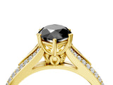 Yellow gold Fancy Black Marquise Cut Diamond Split Shank Engagement Ring with Pavé Band_4