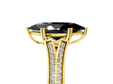 Yellow gold Fancy Black Marquise Cut Diamond Split Shank Engagement Ring with Pavé Band_5