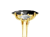 Yellow gold Fancy Black Marquise Cut Diamond Three-Stone Engagement Ring with Prong Setting and Pavé Band_5