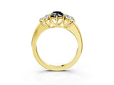 Yellow gold Fancy Black Marquise Cut Diamond Three-Stone Ring with Four-Prong Setting and Classic Band_3