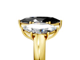 Yellow gold Fancy Black Marquise Cut Diamond Three-Stone Ring with Four-Prong Setting and Classic Band_5