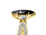 Yellow gold Fancy Black Marquise Cut Diamond Three-Stone Ring with Pavé Split Shank and Four-Prong Setting_5
