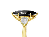 Yellow gold Fancy Black Marquise Cut Diamond Three-Stone Ring with Pear Side Stones and Four-Prong Setting_29