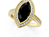 Yellow gold Fancy Black Marquise Cut Halo Bezel Diamond Pave Band Ring_13