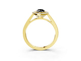 Yellow gold Fancy Black Marquise Cut Halo Bezel Diamond Pave Band Ring_15