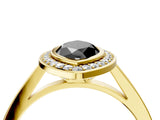 Yellow gold Fancy Black Marquise Cut Halo Bezel Diamond Pave Band Ring_16