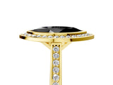 Yellow gold Fancy Black Marquise Cut Halo Bezel Diamond Pave Band Ring_17