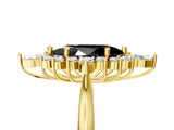 Yellow gold Fancy Black Marquise Cut Halo Diamond Cluster Ring with Marquise and Round Stones on a White Gold Band with Prong Setting_5
