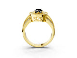 Yellow gold Fancy Black Marquise Cut Halo Diamond Engagement Ring with Pave Split Shank and Four-Prong Setting_3