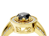 Yellow gold Fancy Black Marquise Cut Halo Diamond Engagement Ring with Pave Split Shank and Four-Prong Setting_4