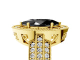 Yellow gold Fancy Black Marquise Cut Halo Diamond Engagement Ring with Pave Split Shank and Four-Prong Setting_5