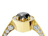 Yellow gold Fancy Black Marquise Cut Halo Diamond Engagement Ring with Split Shank Band and Four-Prong Setting_4