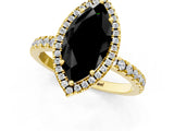 Yellow gold Fancy Black Marquise Cut Halo Diamond Pave Band with Prong Setting_1