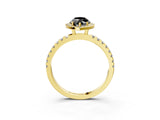 Yellow gold Fancy Black Marquise Cut Halo Diamond Pave Band with Prong Setting_3