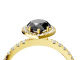 Yellow gold Fancy Black Marquise Cut Halo Diamond Pave Band with Prong Setting_4