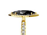 Yellow gold Fancy Black Marquise Cut Halo Diamond Pave Band with Prong Setting_5