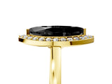 Yellow gold Fancy Black Marquise Cut Halo Diamond Ring with Solitaire Band and Prong Setting_5