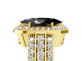 Yellow gold Fancy Black Marquise Cut Halo Diamond Ring with Split Shank and Four-Prong Setting_5