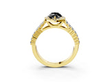 Yellow gold Fancy Black Marquise Cut Halo Pavé Diamond Engagement Ring with Split Shank and Four-Prong Setting_6