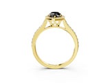 Yellow gold Fancy Black Marquise Cut Halo Round Diamond Pavé Band with Four-Prong Setting_6