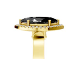 Yellow gold Fancy Black Marquise Cut Halo Round Diamond Twist Band with Four-Prong Setting_5